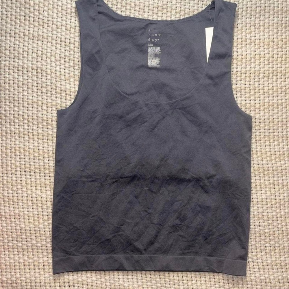 A New Day Gray Tank Top Size L attached bralette Sports Activewear Women Workout